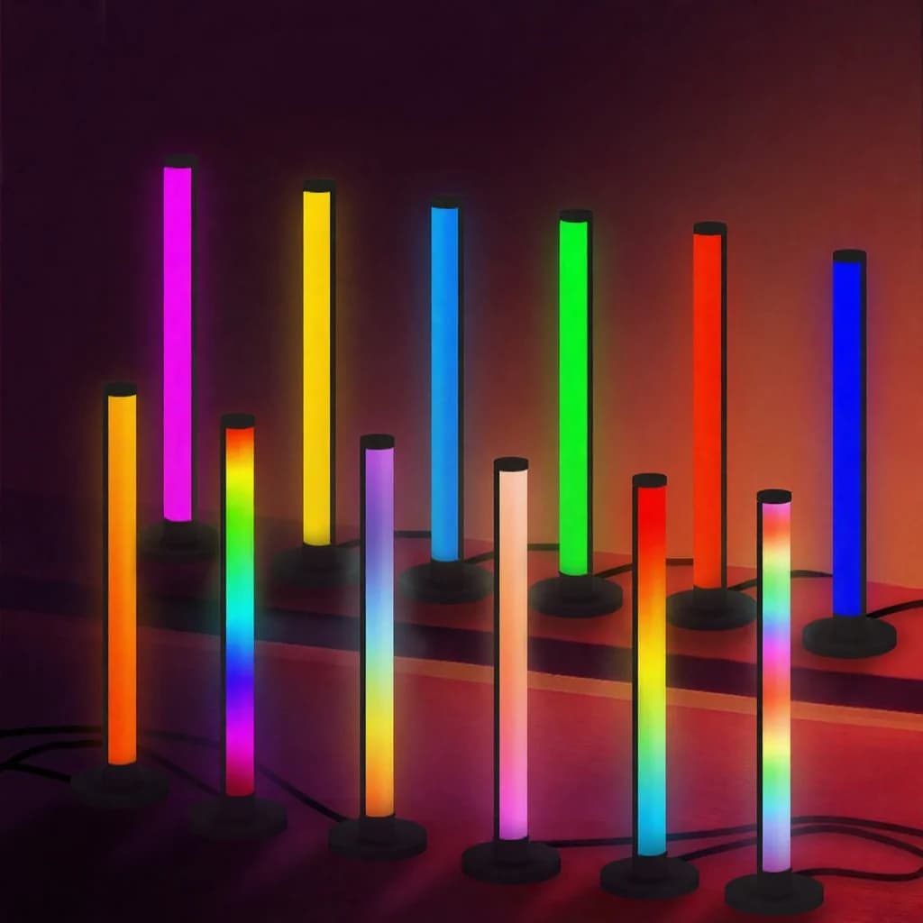 RGB LED staline lempa su garso reakcija ir valdymu per programėlę