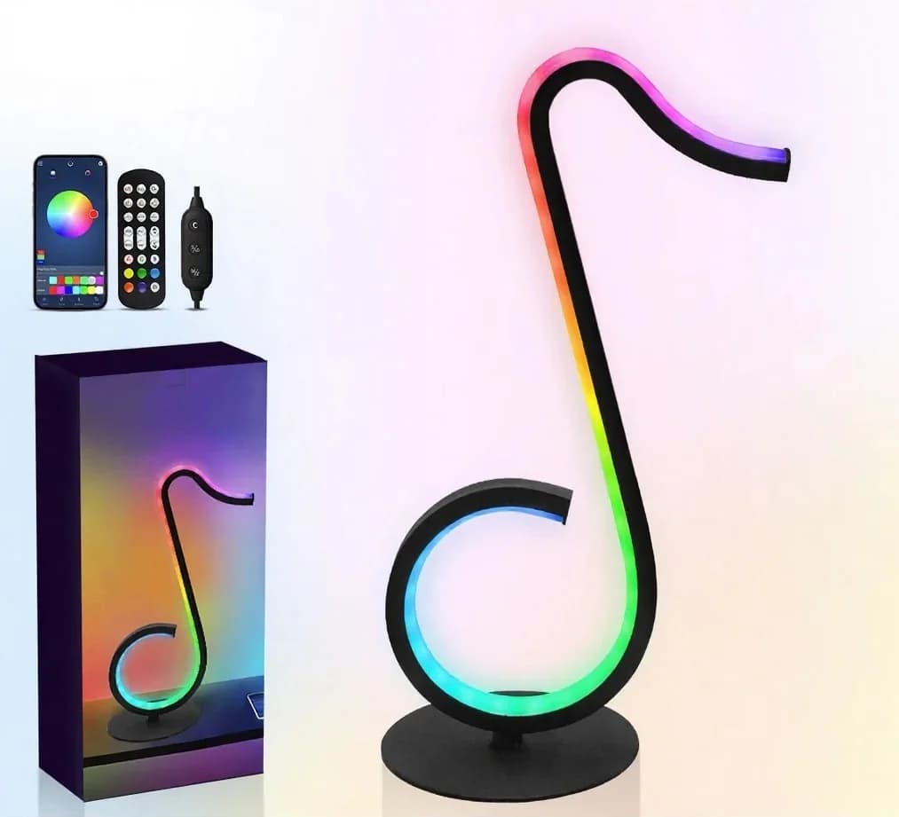 RGB atmosferinė lempa „Muzikos nata“ su nuotoliniu valdymu, USB maitinimu