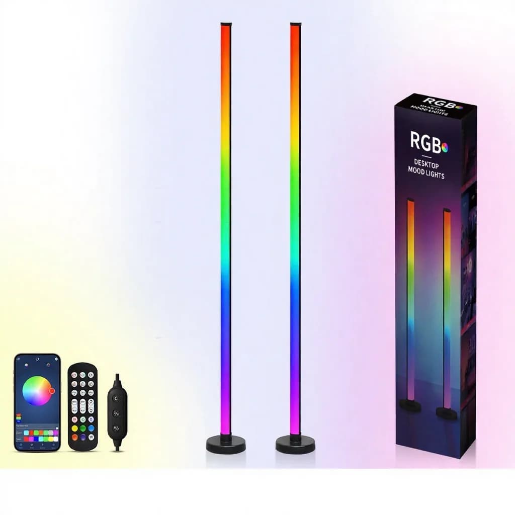 RGB grindų lempa su muzikos sinchronizavimu, valdymu per programėlę ir nuotolinio valdymo pultelį