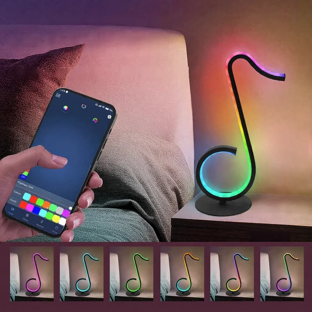 RGB atmosferinė lempa „Muzikos nata“ su nuotoliniu valdymu, USB maitinimu