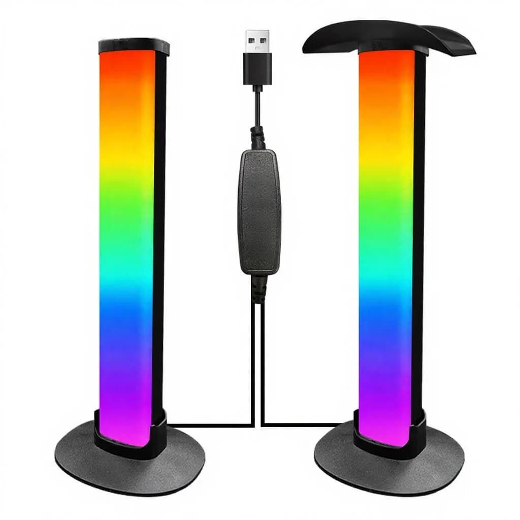RGB žaidimų atmosferinė lempa su ausinių laikikliu ir garso sinchronizavimu