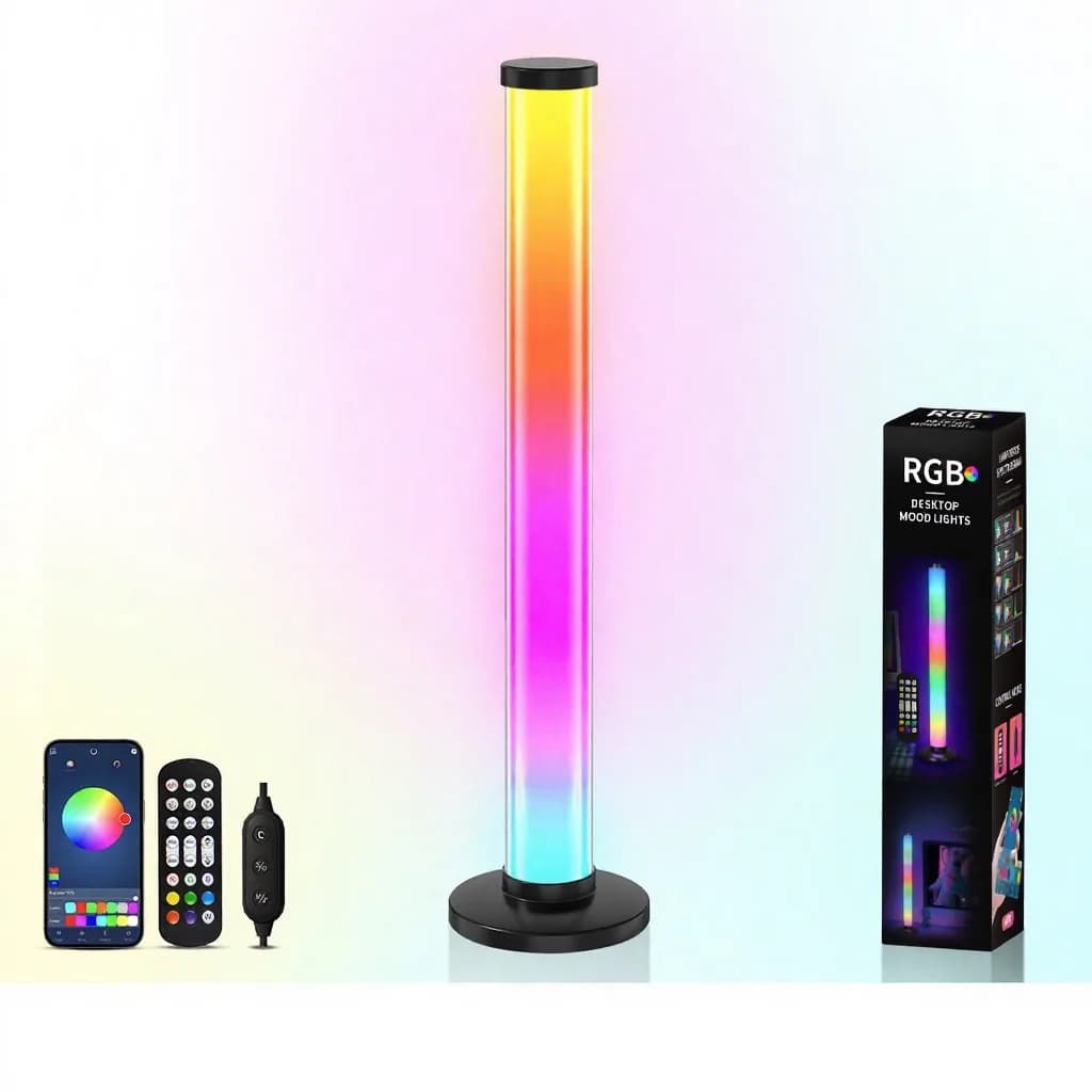 360 laipsnių RGB garso reaktyvi atmosferinė šviesa USB stalinė lempa