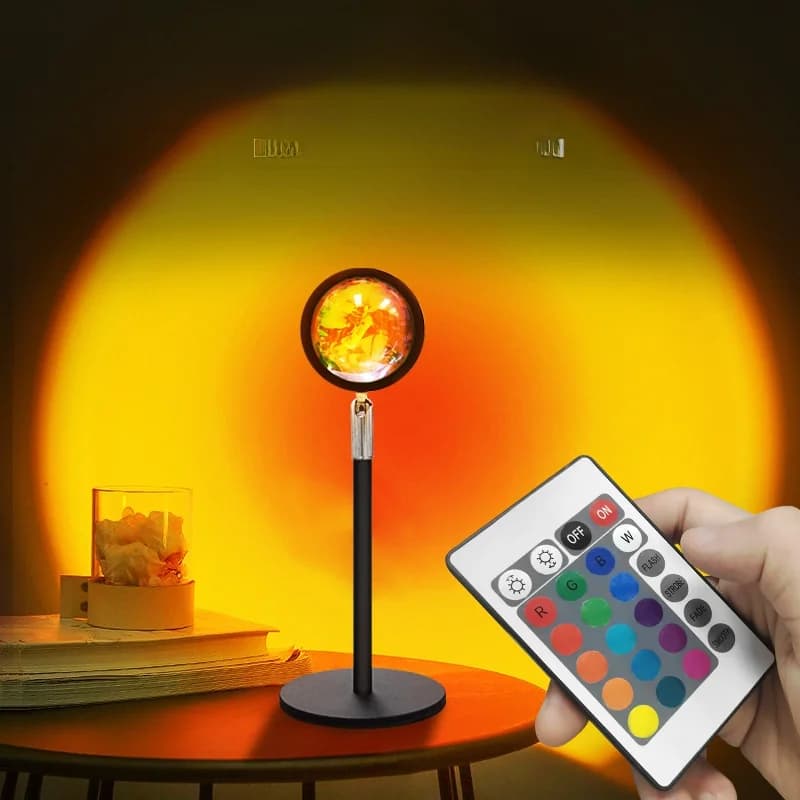 USB saulėlydžio projekcinė lempa RGB atmosferos šviesa stalui