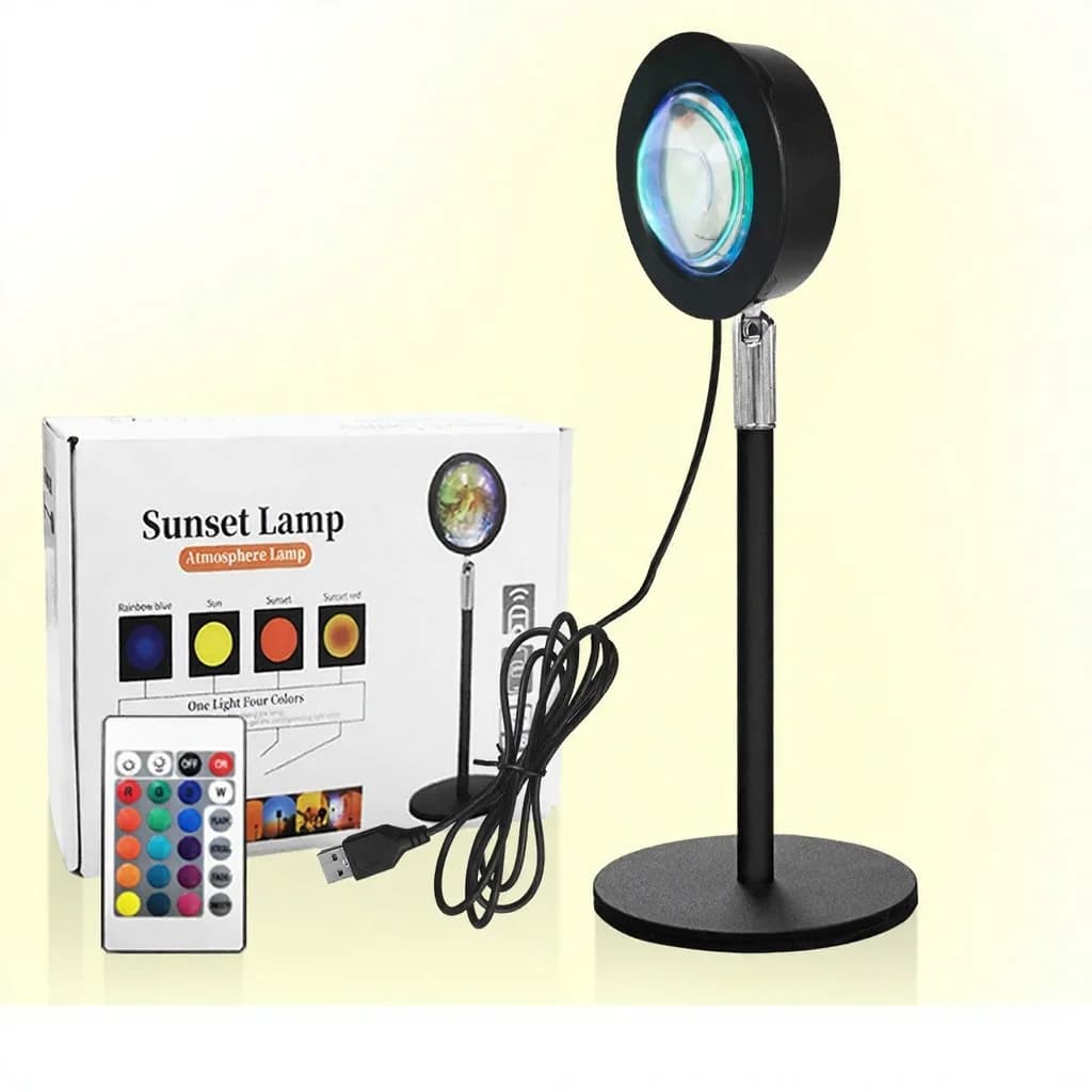 USB saulėlydžio projekcinė lempa RGB atmosferos šviesa stalui