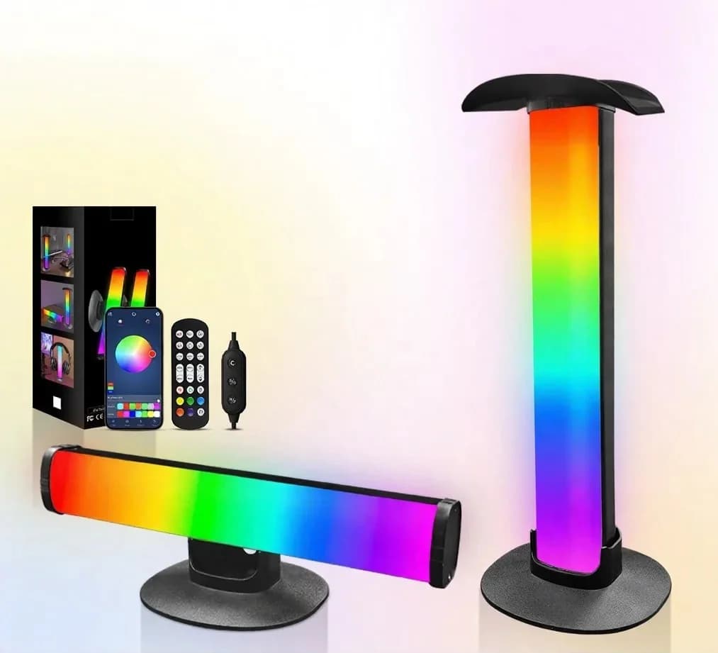 RGB žaidimų atmosferinė lempa su ausinių laikikliu ir garso sinchronizavimu