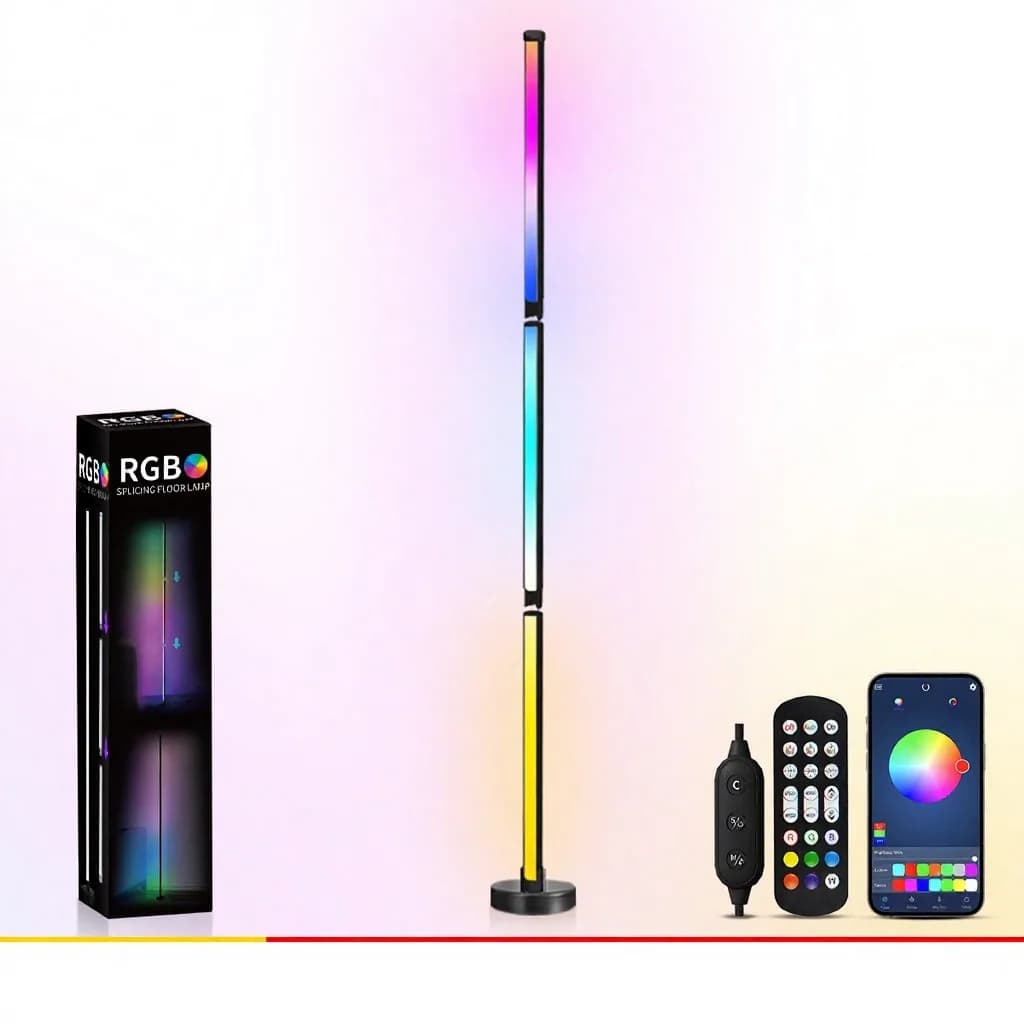 RGB spalvas keičianti grindų lempa su muzikos sinchronizavimu ir programėlės valdymu