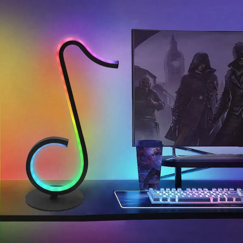 RGB atmosferinė lempa „Muzikos nata“ su nuotoliniu valdymu, USB maitinimu