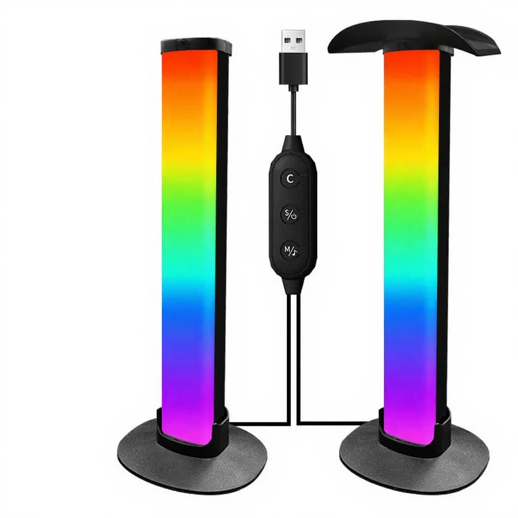 RGB žaidimų atmosferinė lempa su ausinių laikikliu ir garso sinchronizavimu