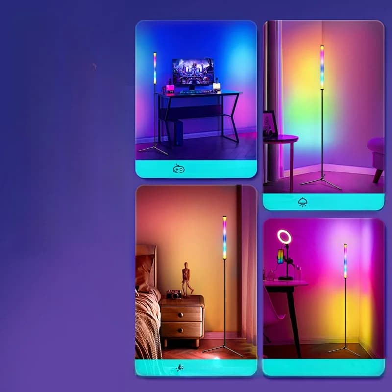 RGB spalvas keičianti grindų lempa su muzikos sinchronizavimu