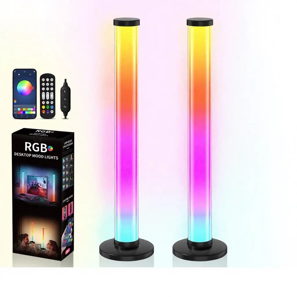 360 laipsnių RGB garso reaktyvi stalinė lempa su programėlės ir nuotolinio valdymo pultelio funkcijomis