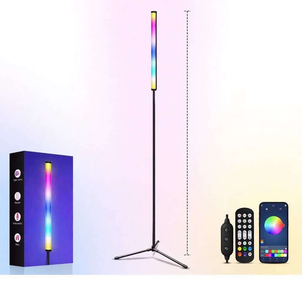 RGB spalvas keičianti grindų lempa su muzikos sinchronizavimu