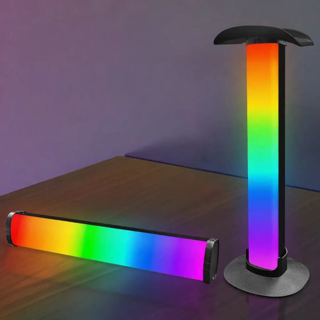 RGB žaidimų atmosferinė lempa su ausinių laikikliu ir garso sinchronizavimu