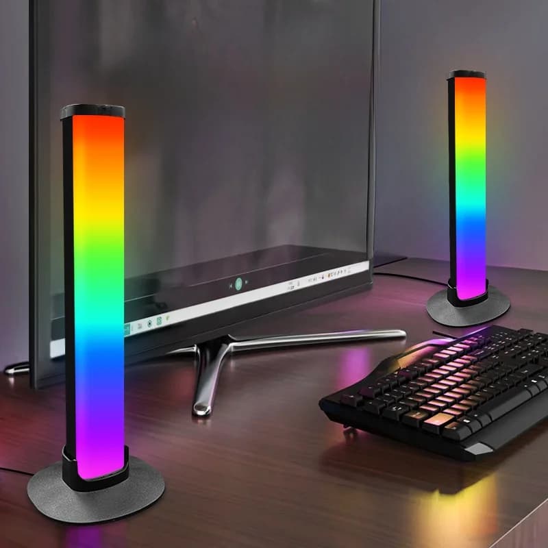 RGB žaidimų atmosferinė lempa su ausinių laikikliu ir garso sinchronizavimu