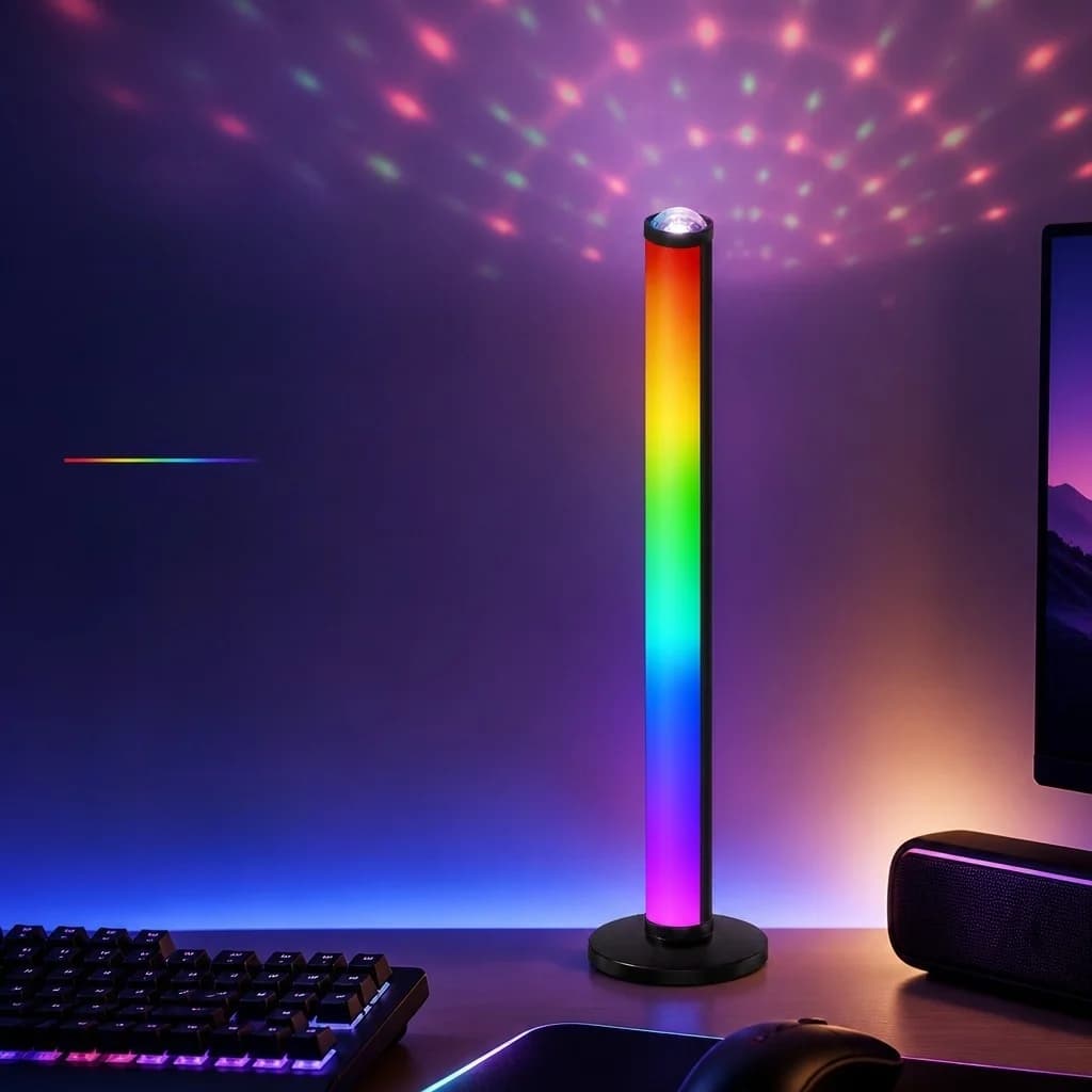 RGB projekcinė atmosferos lempa su muzikos sinchronizavimu ir nuotoliniu valdymu