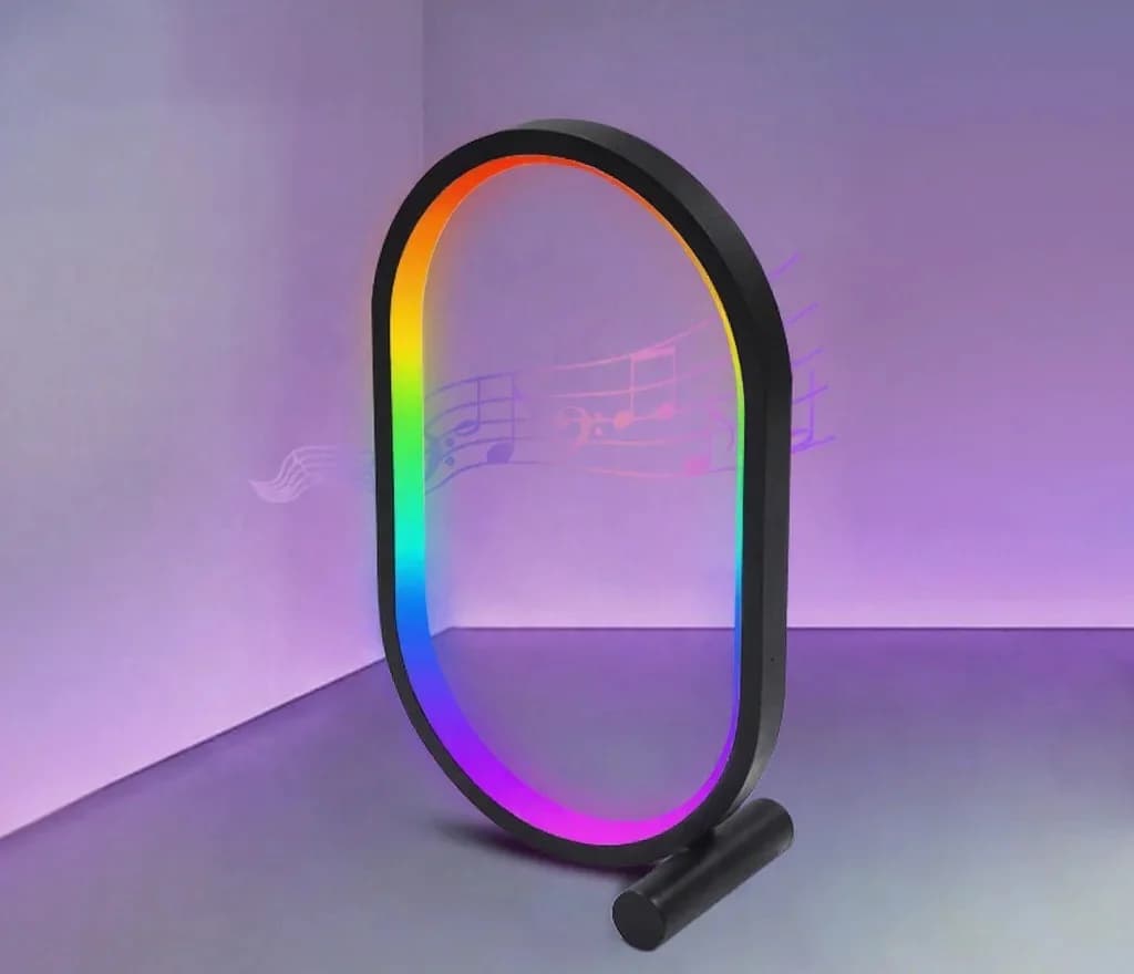 RGB stalinė lempa su muzikos sinchronizavimu, programėlės valdymu ir garsui jautriomis šviesomis