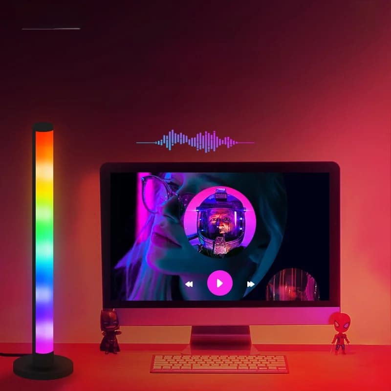 RGB LED staline lempa su garso reakcija ir valdymu per programėlę