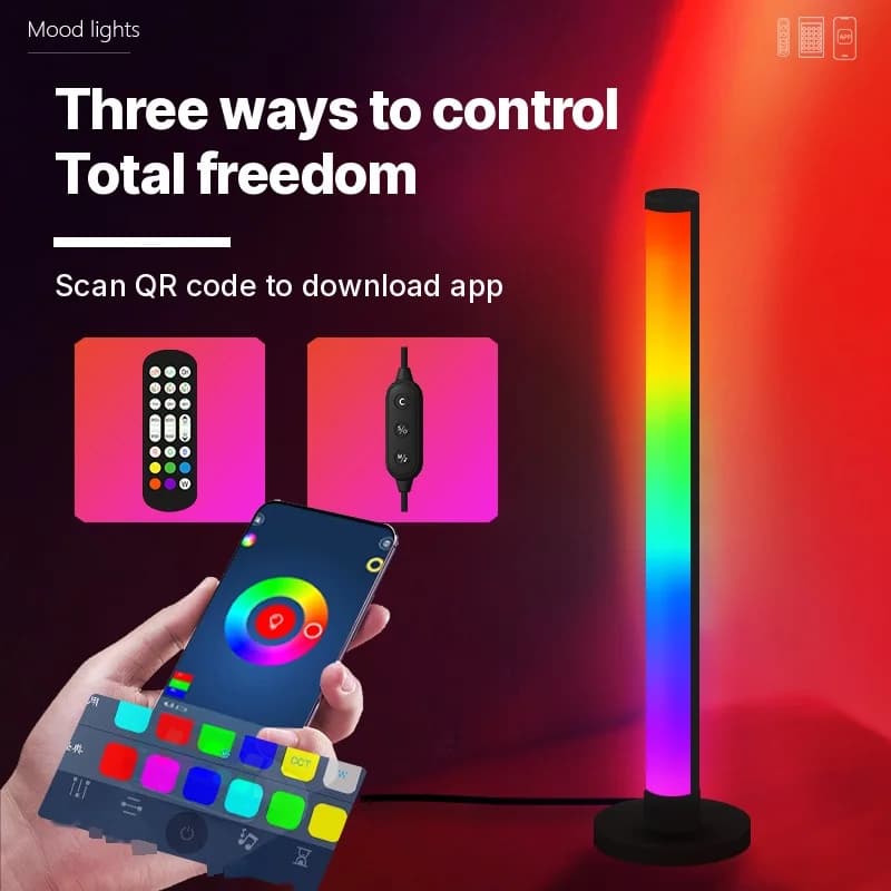 RGB LED staline lempa su garso reakcija ir valdymu per programėlę