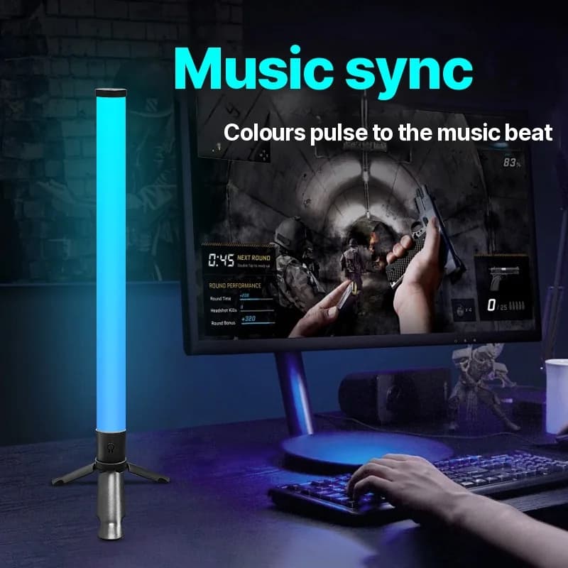 LED stalinė trikojo atmosferinė lempa su muzikos sinchronizavimu ir RGB efektais