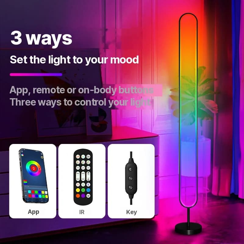RGB LED garsu aktyvuojama atmosferos šviesa su programėlės valdymu