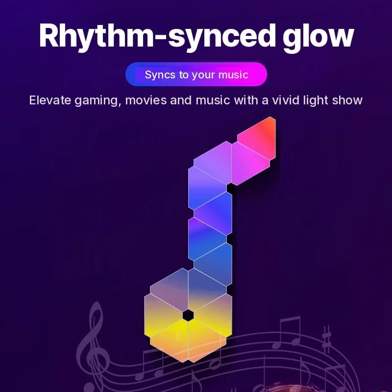 Išmaniųjų trikampių LED sieninių šviestuvų rinkinys RGB aplinkai ir žaidimams