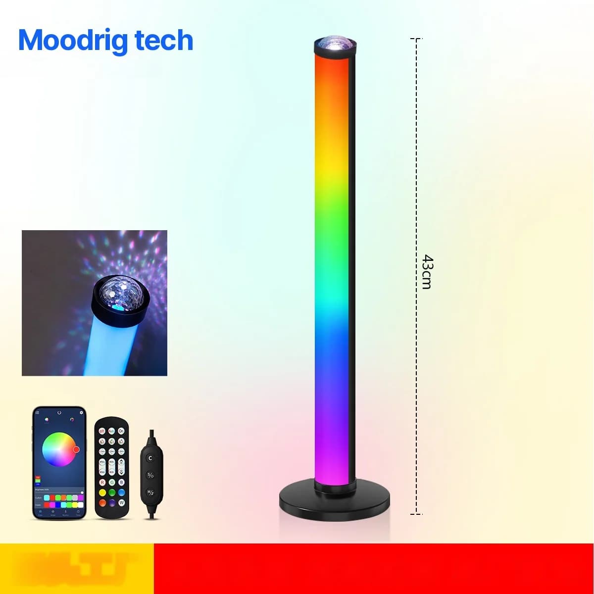 RGB projekcinė atmosferos lempa su muzikos sinchronizavimu ir nuotoliniu valdymu