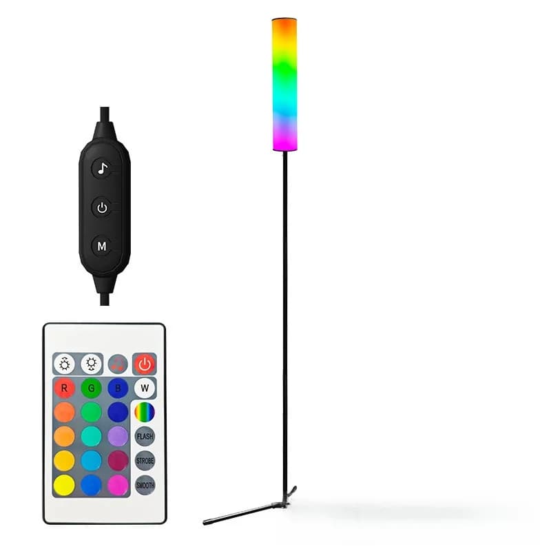 RGB LED tripodinė grindų lempa su nuotolinio valdymo pulteliu
