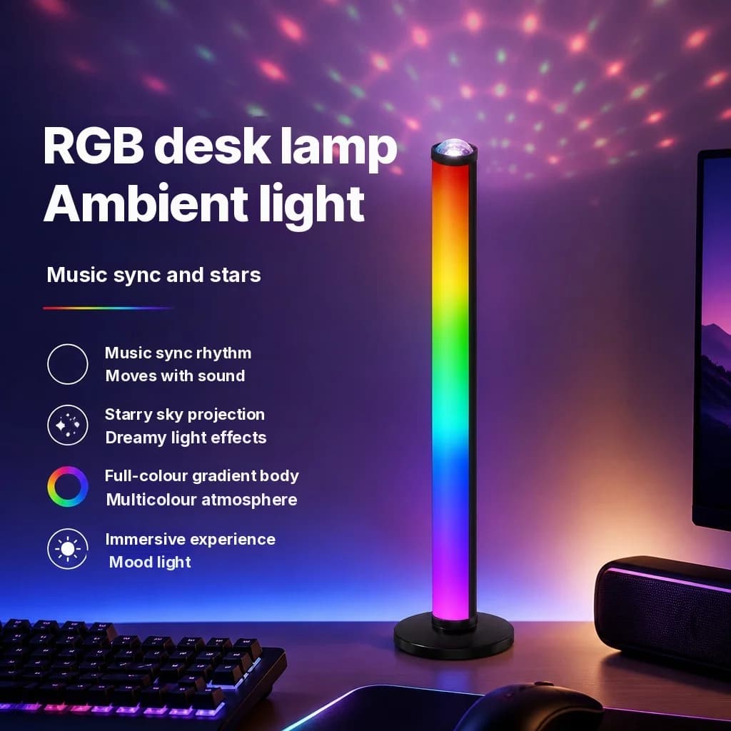 RGB projekcinė atmosferos lempa su muzikos sinchronizavimu ir nuotoliniu valdymu