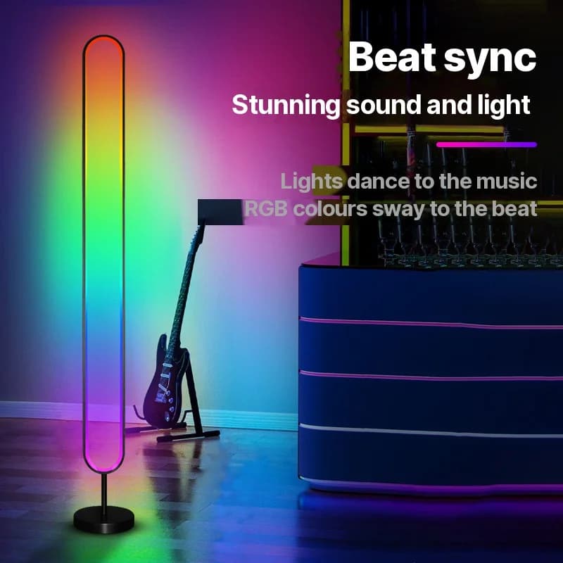 RGB LED garsu aktyvuojama atmosferos šviesa su programėlės valdymu