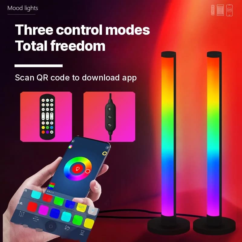 RGB LED staline lempa su garso reakcija ir valdymu per programėlę