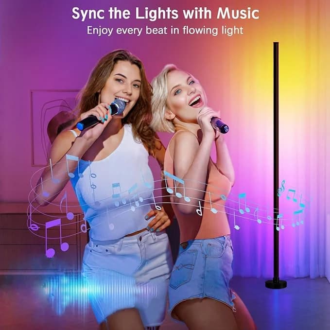 RGB spalvas keičianti grindų lempa su muzikos sinchronizavimu ir programėlės valdymu