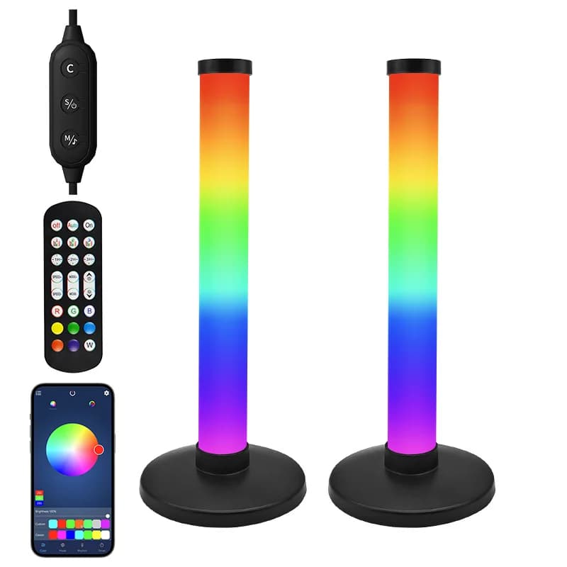 RGB atmosferos lempa su garso sinchronizavimu ir programėlės valdymu