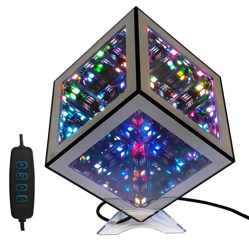 3D begalybės kubas lempa RGB aplinkos apšvietimu ir garso režimu